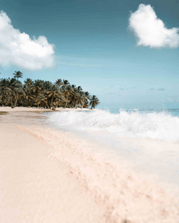 Clouds and waves on sand